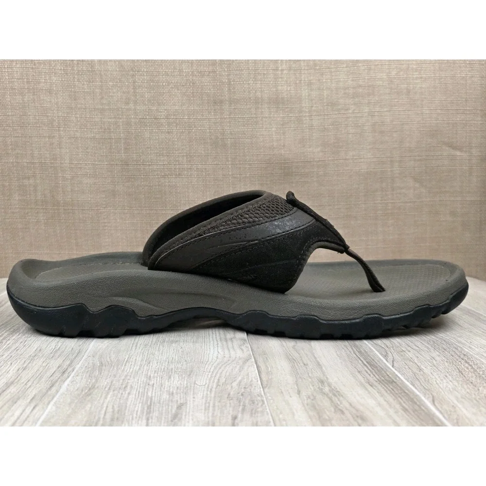 Teva Mens 10 Pajaro Taupe Suede Mesh Sport Flip Flops Thongs Sandals Beach Pool